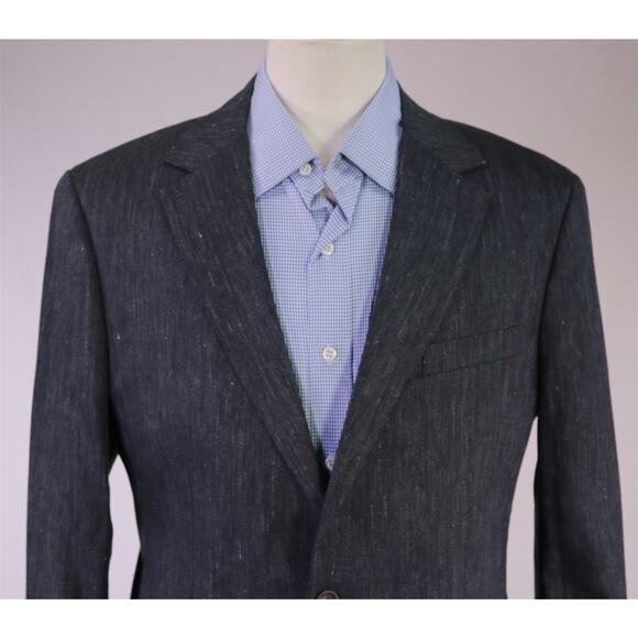 Bonobos Standard Fit Gray 100% Linen Blazer Jacket 38L 38R New! - Picture 3 of 9